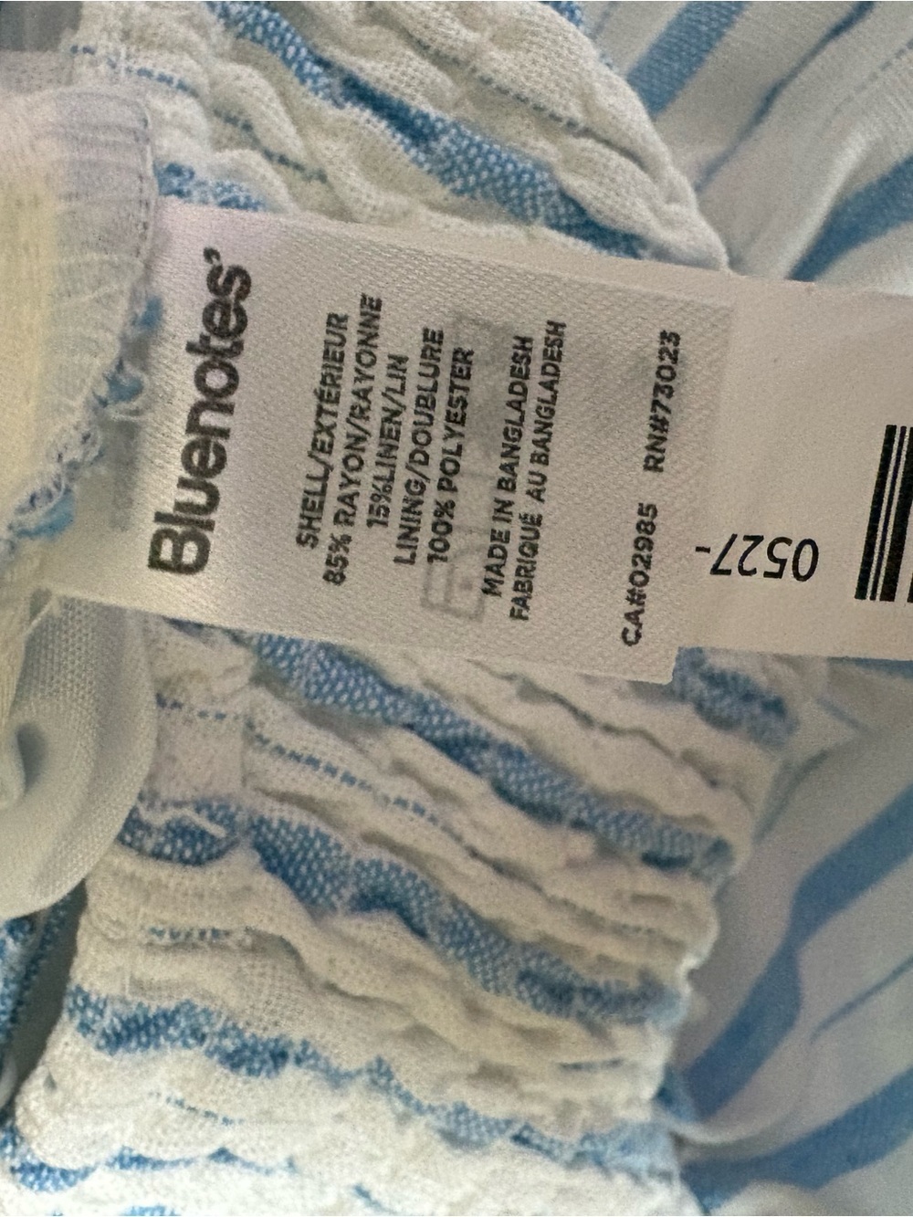 Bluenotes Blue White Striped Smocked Jumpsuit linen blend New England summer M - Picture 9 of 10